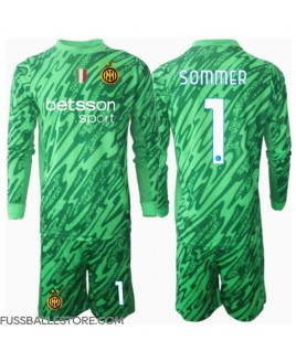 Günstige Inter Milan Yann Sommer #1 Torwart Heimtrikotsatz Kinder 2024-25 Langarm (+ Kurze Hosen)